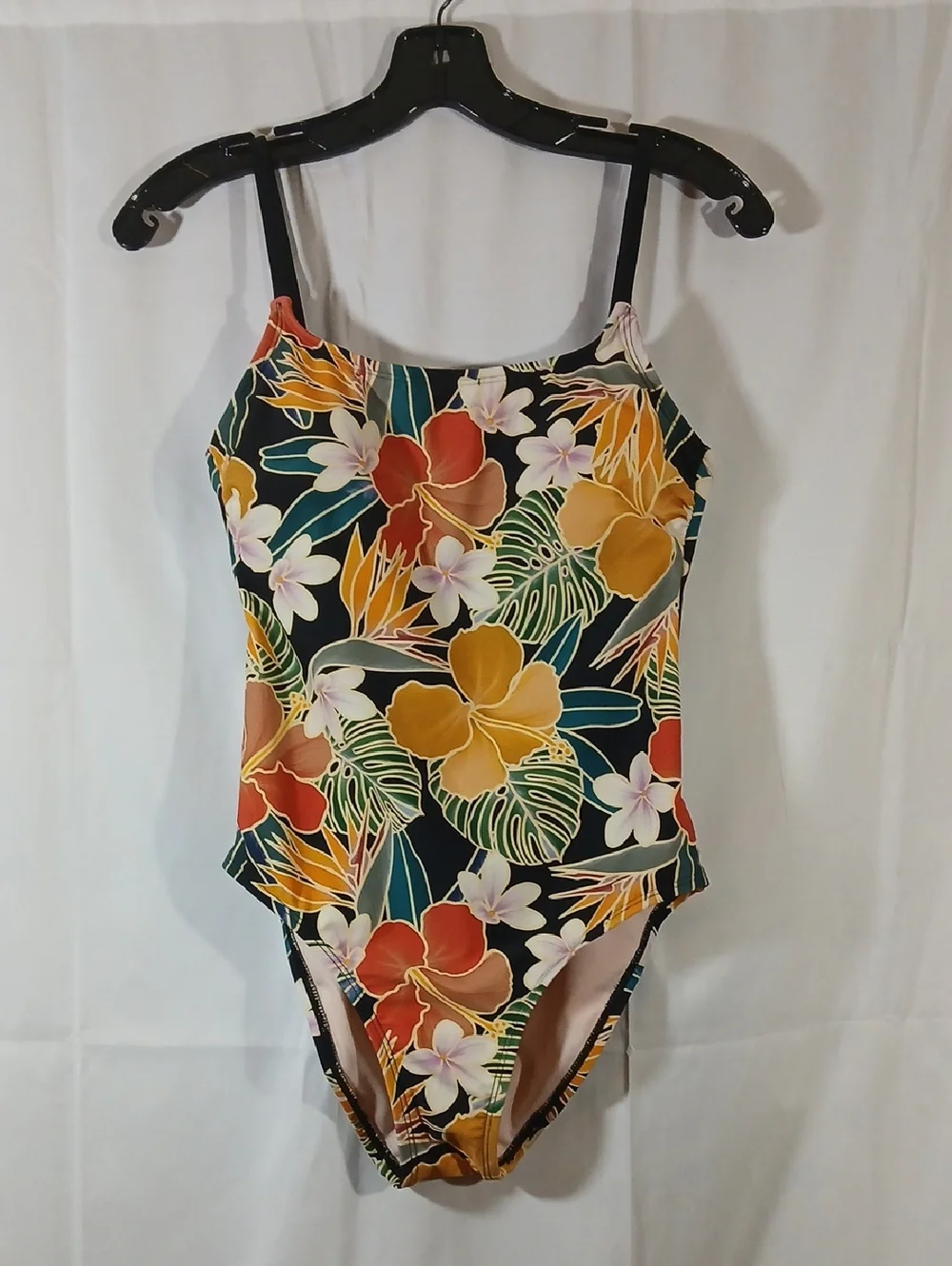 Hurley Womens XS One Piece UPF 50+ 4-Way Stretch Swimsuit Black Floral Beach